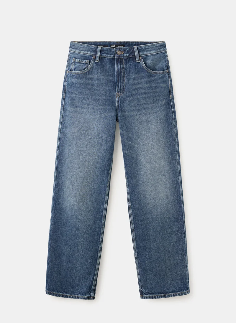 Mango TO-TEJANO OSCURO Miami Medium-Rise Straight-Fit Jeans for Women | Best Price UAE