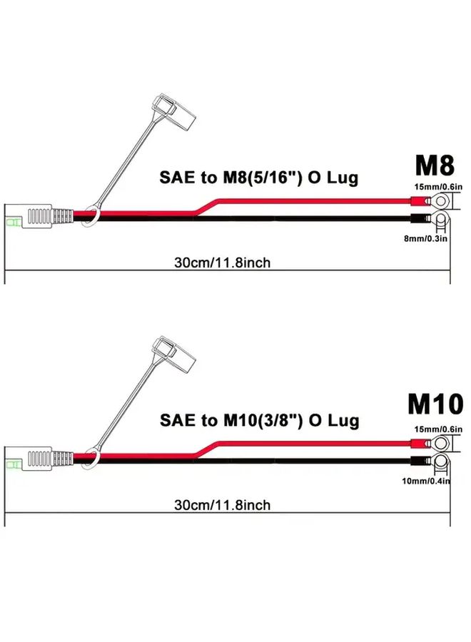 كابل موصل من 10 AWG 6 مم بموصل SAE إلى طرف حلقي M8 للسيارة والمقطورة والشاحنة - Image 2