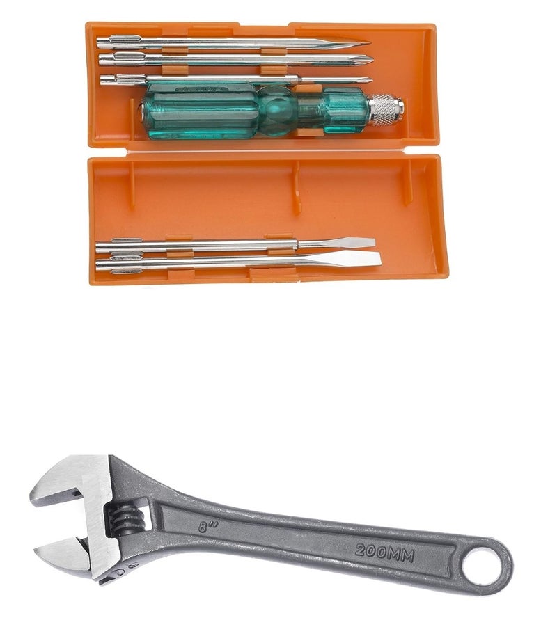 SNE Multi-Purpose 8 inch Wrench & Screwdriver Set, Handle pipe Wrench - Image 3
