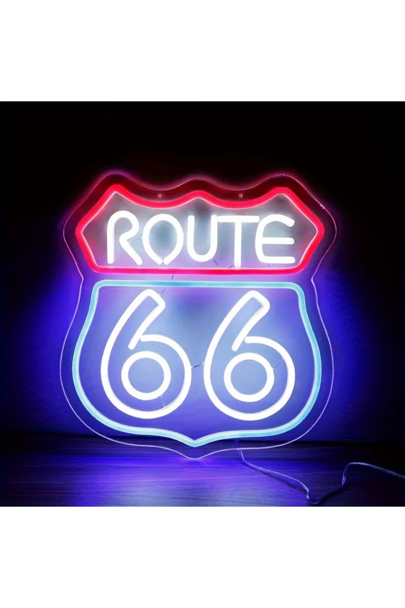 لوحة نيون ملونة تاريخية للطريق 66، لوحة فنية منزلية، أضواء نيون لغرفة الرجل، لغرفة النوم، المكتب المنزلي، الفندق