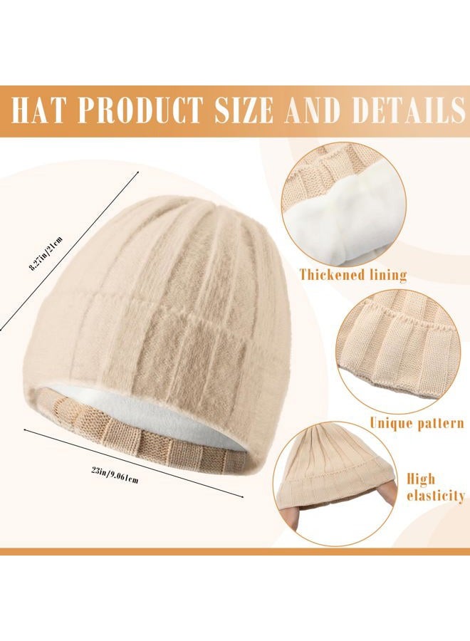 Suhine 8 Pcs Winter Beanie Hat Scarf Gloves Ear Warmer set Warm Fleece Knit Hat Touch Screen Gloves Earmuff for Women men, Black, Beige, One size - Image 2