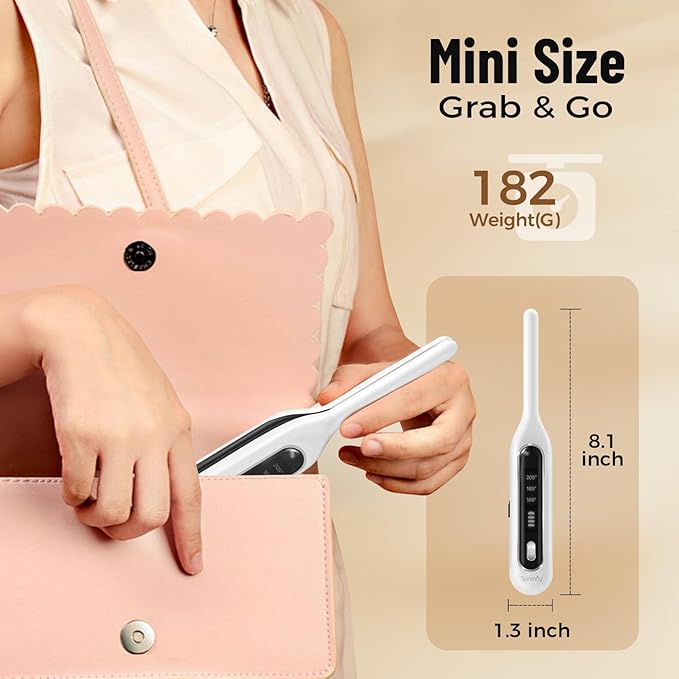SUNMAY Voga Mini Cordless Hair Straightener for Short Hair 310 Inch Small Pencil Flat Iron for Pixie Cut and Beard Portable 2 in 1 Wireless Straightener and Curler for Travel 5000mAh Battery