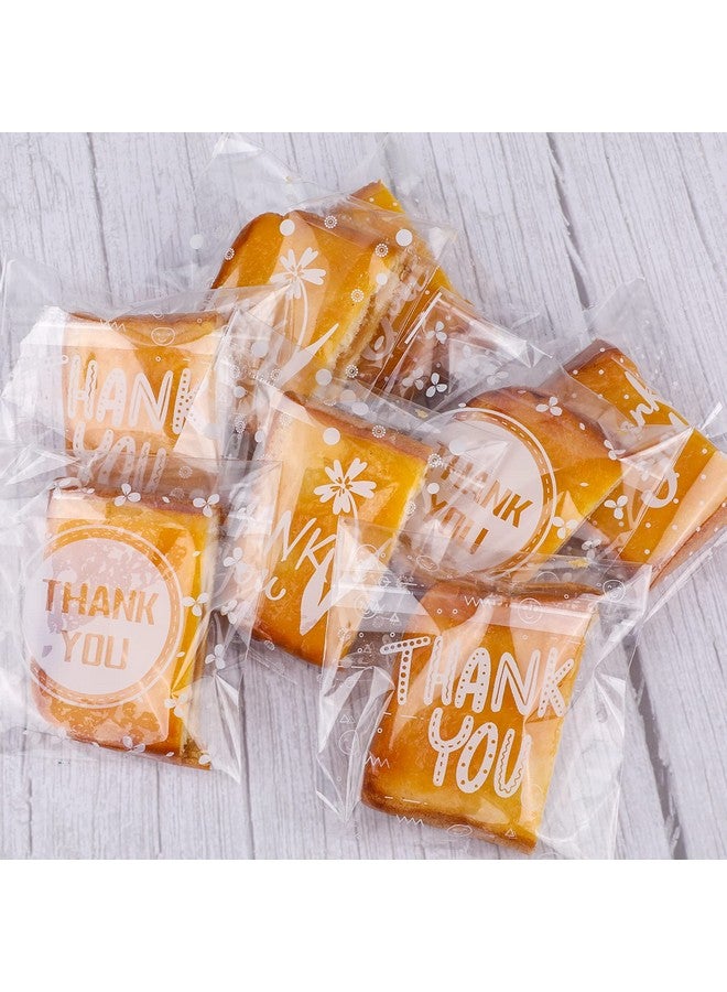 Konsait 100Count Thank You Cookie Candy Treat Bags Selfadhesive Sweets Biscuit Dessert Plastic Bags Packaging Cellophane Gift Goody Bags For Bithday Summer Party Favors Supplies 3.9×5.1Inch - Image 5