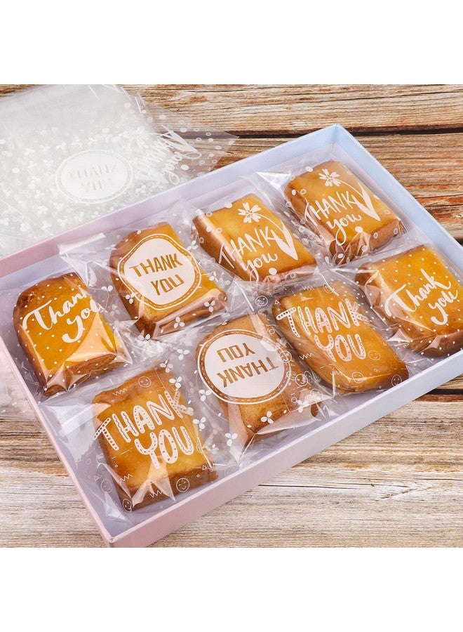 Konsait 100Count Thank You Cookie Candy Treat Bags Selfadhesive Sweets Biscuit Dessert Plastic Bags Packaging Cellophane Gift Goody Bags For Bithday Summer Party Favors Supplies 3.9×5.1Inch - Image 4
