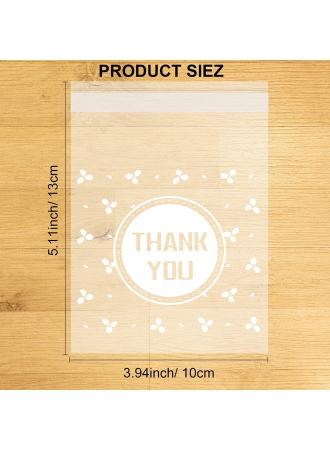 Konsait 100Count Thank You Cookie Candy Treat Bags Selfadhesive Sweets Biscuit Dessert Plastic Bags Packaging Cellophane Gift Goody Bags For Bithday Summer Party Favors Supplies 3.9×5.1Inch - Image 2