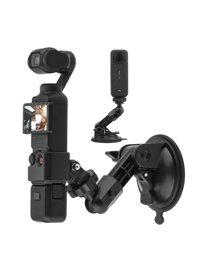 KISSUN Action Camera Mounts forPocket 3 Suction Cup Mount, Windshield Window Dash Holder Kit with Expansion Adapter for Insta360 X3 X4 X2 Go 3S for GoPro Max Mini Hero 12 11 10 9 8 7 6 5 Pocket 3 2 Action 3 4 Accessories - Image 1