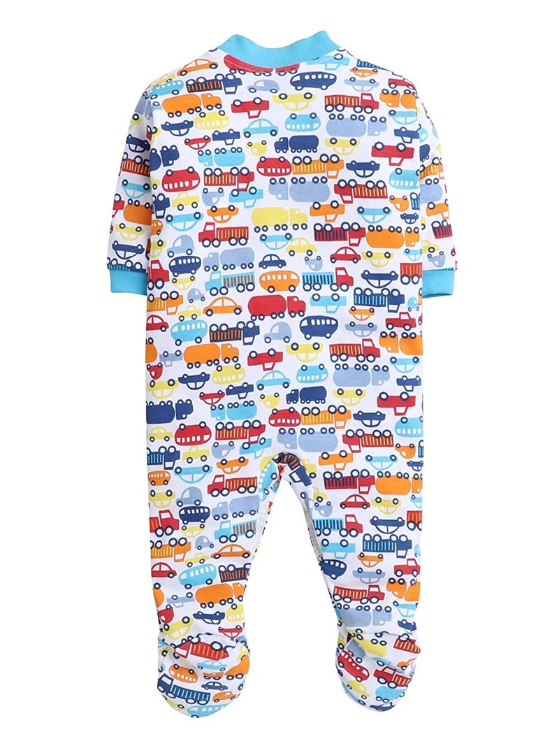 EIO 100% Cotton Rompers Sleepsuits Jumpsuit Night Suits For Infants Newborn Baby Boys & Girls Pack Of 3 (0-3 Months, Yellow, 0-3 Months, Turquoise, Relaxed) - Image 5