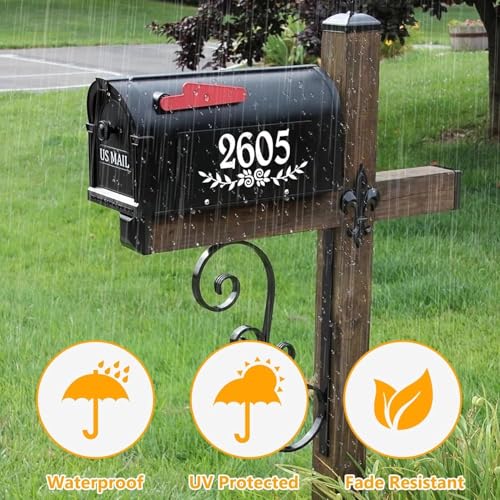 HLARTNET 4 Inch Reflective White Mailbox Numbers Stickers, 4 Set Waterproof Rustic Mailbox Decal, Self Adhesive Vinyl Number for Mail box, Door - Image 2