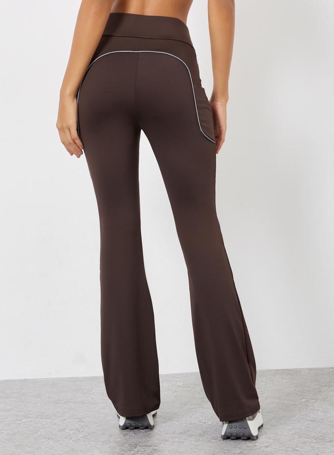 ستايلي اكتيف ليقنز واسع بشريط عاكس وجيب خلفي - Image 1