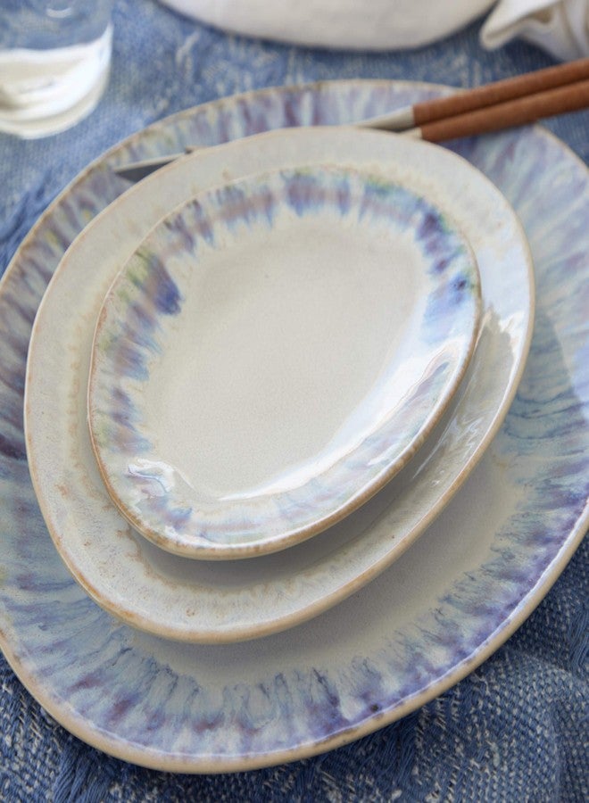 Costa Nova Ceramic Stoneware 11'' Oval Dinner Plate - Brisa Collection, Ria Blue | Microwave & Dishwasher Safe Dinnerware | Food Safe Glazing | Restaurant Quality Tableware - Image 4