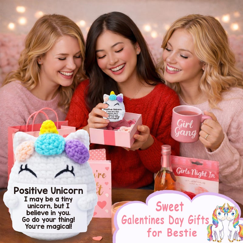 Vivagifts Unicorn Easter Basket Stuffers Gifts for Teen Girl, Easter Cute Birthday Gifts for Women Friends Coworker Graduation Gift for Her Daughter Kid College Positive Crochet Animal Emotional Unicorn Support - Image 5