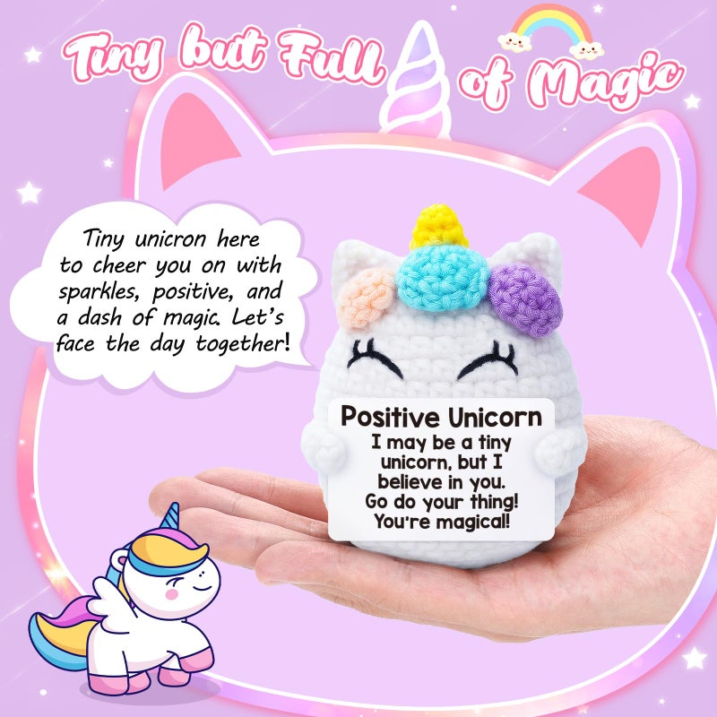 Vivagifts Unicorn Easter Basket Stuffers Gifts for Teen Girl, Easter Cute Birthday Gifts for Women Friends Coworker Graduation Gift for Her Daughter Kid College Positive Crochet Animal Emotional Unicorn Support - Image 2