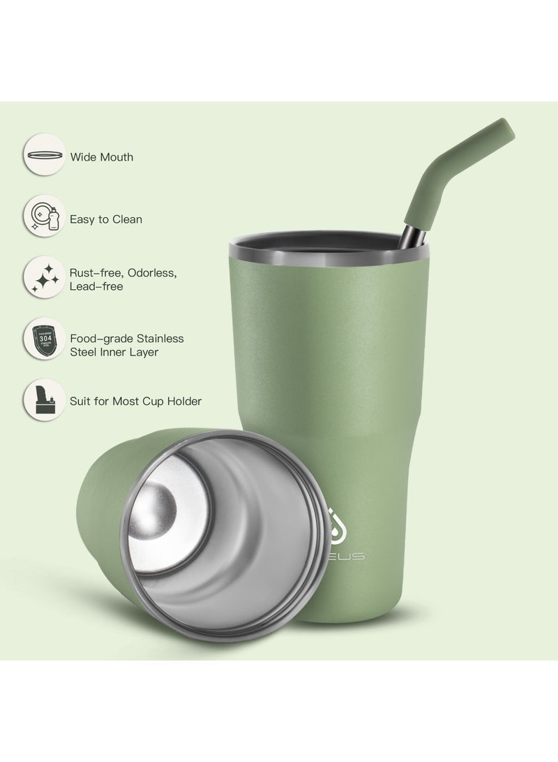 IDEUS 18oz Double Lid Insulated Mug with Straw, Large Capacity, 532ml Ice Cup - Image 4