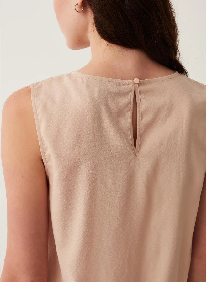 Ovs Sleeveless patterned blouse with pleating