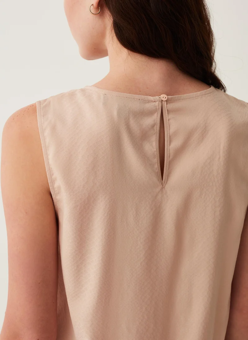 Ovs Sleeveless patterned blouse with pleating