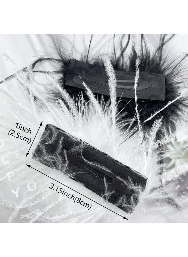Aswewamt 4 Pcs Ostrich Feather Hair Clips Retro Hairgrip Vintage Elegant Luxury Headpiece Bride Party Festival Wedding Jewelry Accessories For Women (Black+White) - Image 3
