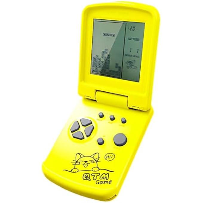 3.5" BLOCK GAME CONSOLE UNIQUE DESIGN COLLAPSIBLE 26 RETRO GAMES BUILT-IN MULTIPLE MODES DIFFICULTY/SPEED ADJUSTABLE EDUCATIONAL TOYS FOR KIDS (YELLOW) - Image 2