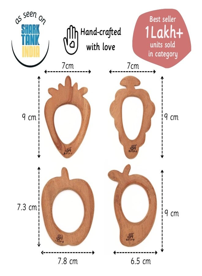 Ariro Wooden Teethers Fruit Shaped for Baby Boy & Girl | Hand Crafted with Organic Neem Wood That Helps Boost Immunity & Aids in Digestion | Easy to Grasp & Chew - Image 2