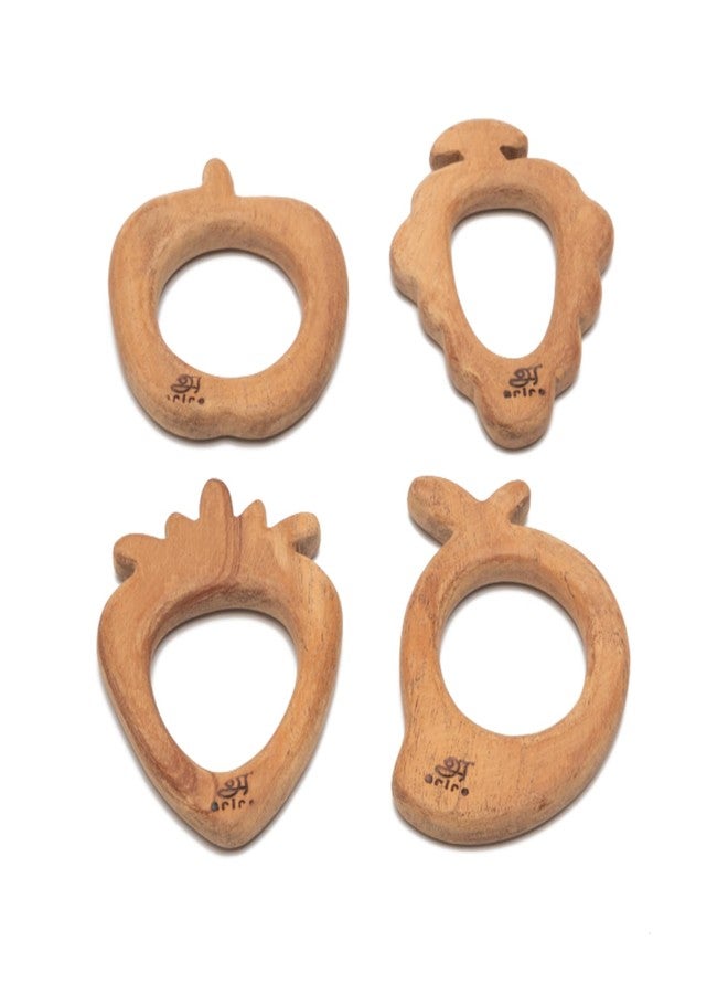 Ariro Wooden Teethers Fruit Shaped for Baby Boy & Girl | Hand Crafted with Organic Neem Wood That Helps Boost Immunity & Aids in Digestion | Easy to Grasp & Chew - Image 1