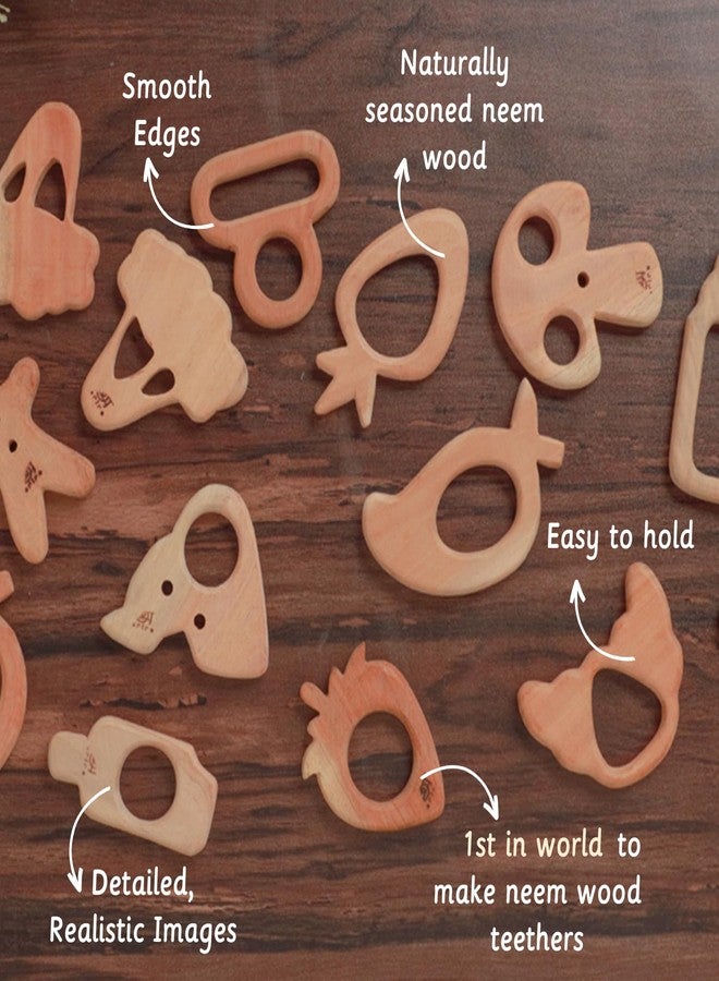 Ariro Wooden Teethers Fruit Shaped for Baby Boy & Girl | Hand Crafted with Organic Neem Wood That Helps Boost Immunity & Aids in Digestion | Easy to Grasp & Chew - Image 4