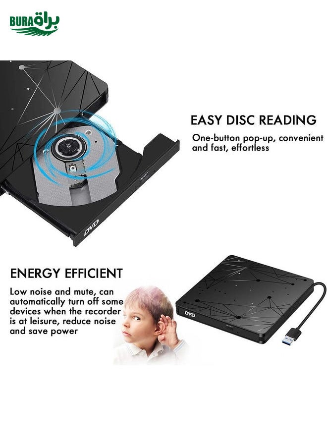BURAQ External USB 3.0 Portable DVD RW Reader Optical Drive Reader  - Image 4