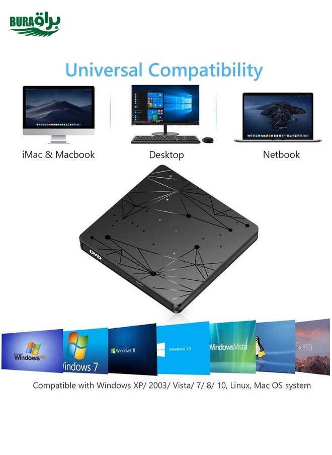 BURAQ - External USB 3.0 Portable DVD RW Reader Optical Drive Reader - Image 1