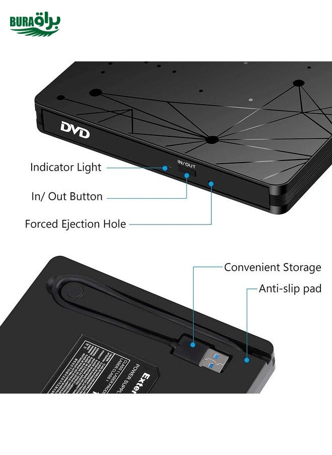 BURAQ External USB 3.0 Portable DVD RW Reader Optical Drive Reader  - Image 5