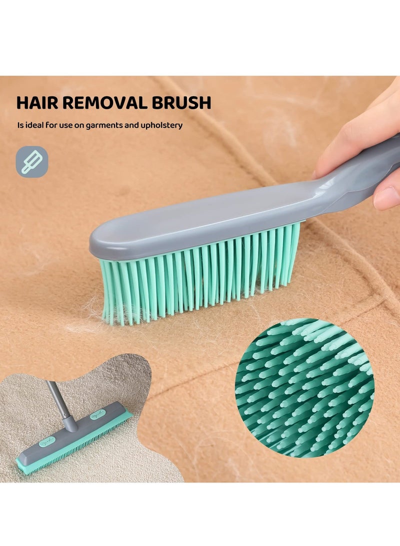 Long Handle Rubber Broom, Sweeping Brush and Pet Hair Removal Set, Indoor Use for Carpet Floor Sofa Window, Artificial Grass Rake Outdoor Cleaning  - Image 5