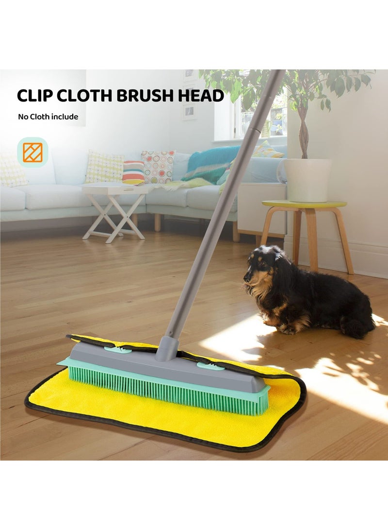 Long Handle Rubber Broom, Sweeping Brush and Pet Hair Removal Set, Indoor Use for Carpet Floor Sofa Window, Artificial Grass Rake Outdoor Cleaning  - Image 3