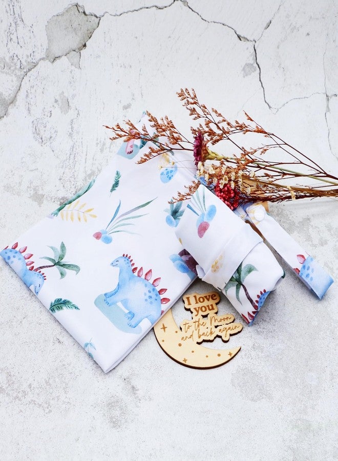 أسينابي حقيبة حفاضات قماشية من Asenappy، 3 قطع، مقاومة للماء وقابلة لإعادة الاستخدام، مزودة بجيبين بسحّاب، مناسبة للسفر والشاطئ وحمام السباحة ورعاية الأطفال ومستلزمات اليوجا والجيم، مناسبة لملابس السباحة أو الملابس المبللة (3036-3-whitedinosaur) - Image 5