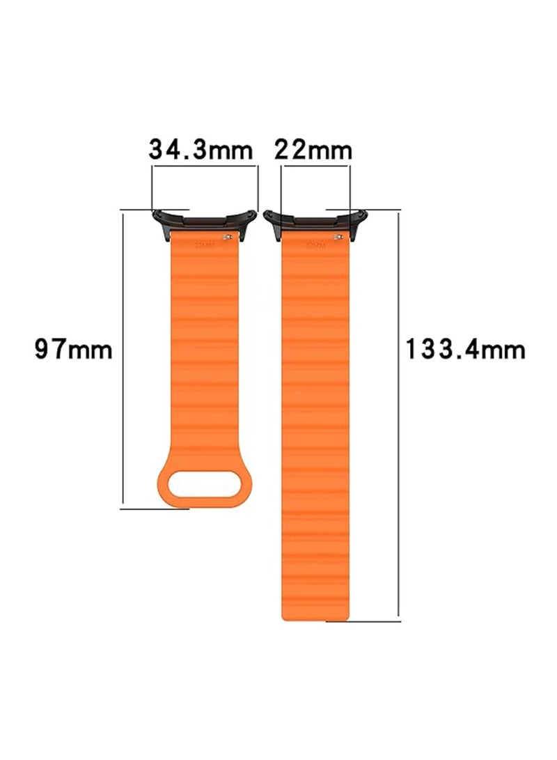 Soft Silicone Watch Band with Samsung Galaxy Watch 7 Ultra 47mm,Magnetic Band,Smartwatch Replacement Strap for Men and Women, Easy to wear (Black Orange)  - Image 5