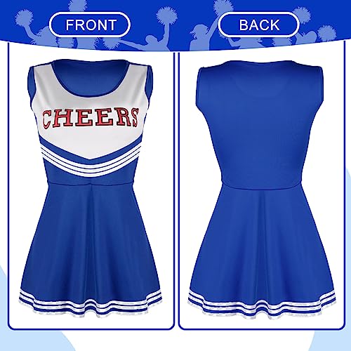 SATINIOR 4 Pcs Cheerleader Costumes for Women Adults Girls Cheer Uniform Outfit for 2025 Halloween(Medium,Blue) - Image 4
