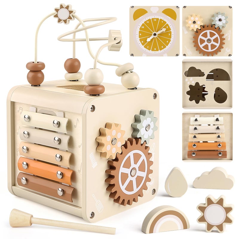 Vanplay Montessori Toys for 1 Year Old Girls Boy Gifts Wooden Sensory Activity Cube for Babies 1218 Months Learning Educational Toys 1 2 3 Year Old First Birthday Gifts for Toddler 13 - Image 2