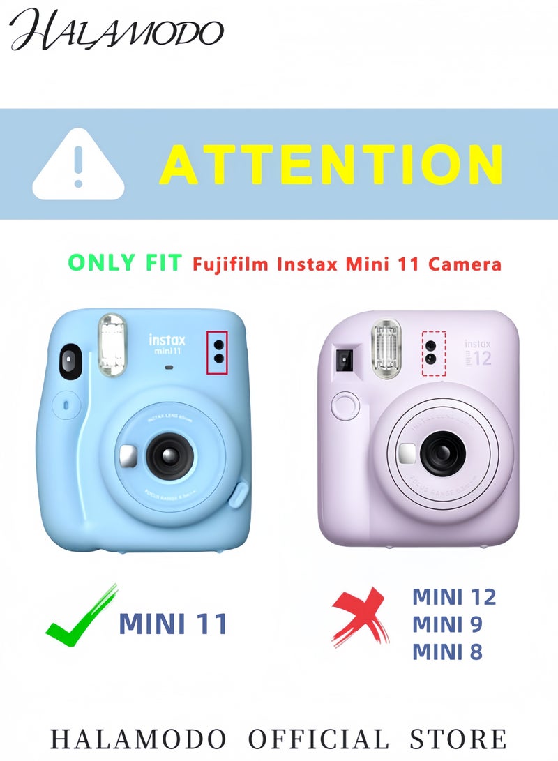 هالامودو جراب صلب لامع لكاميرا Fujifilm Instax Mini 11 الفورية غطاء واقٍ شفاف للغاية مع حزام كتف قابل للتعديل - Image 2