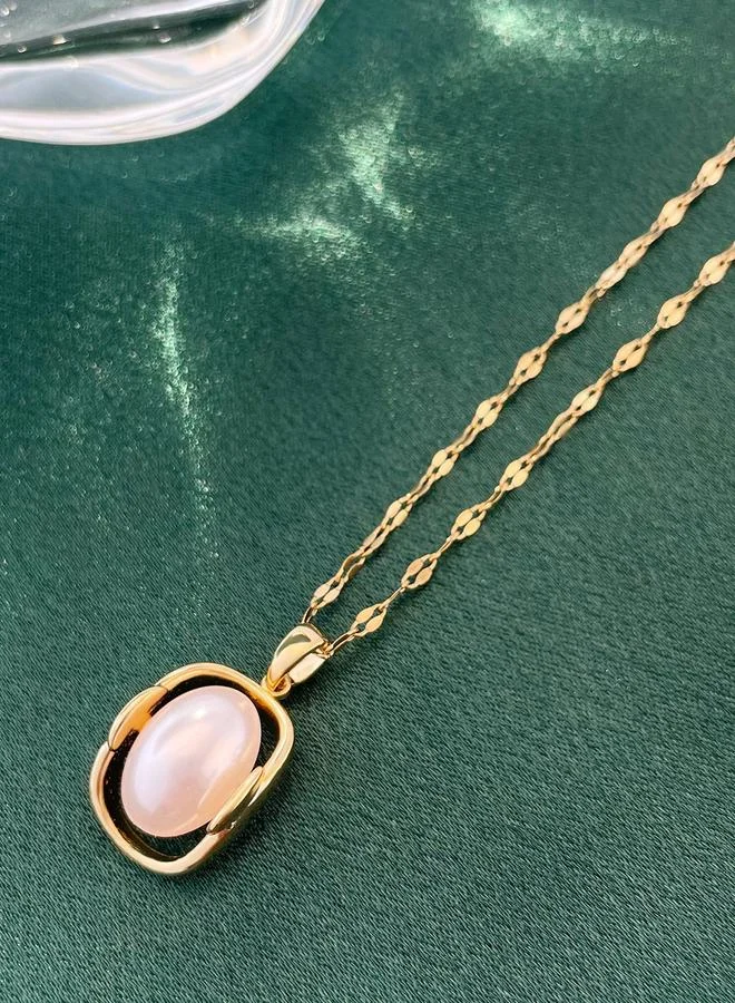 Take Two Take Two Gold Tone Chain Necklace with Pearl Pendant