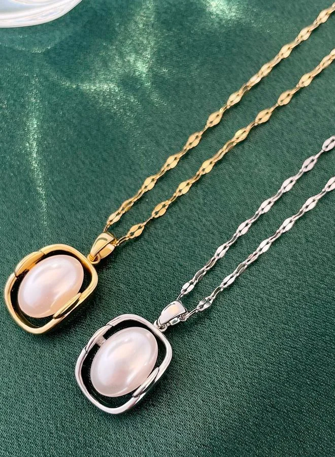 Take Two Take Two Gold Tone Chain Necklace with Pearl Pendant