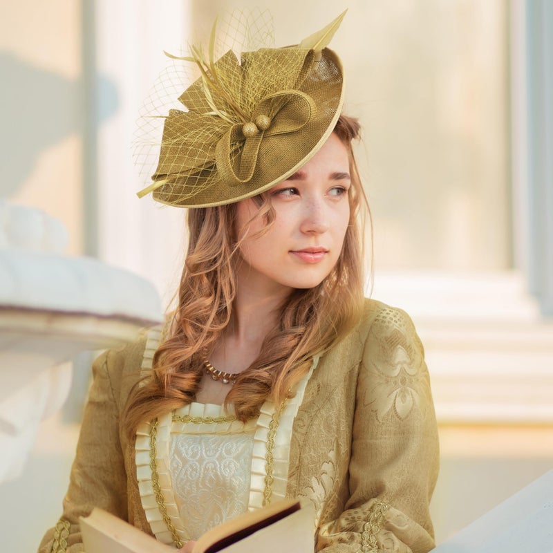 Zinniday Derby Hats for Women 2026 - Brown Yellow Kentucky Outfits Fascinators Headpiece Fancy High Tea Party Attire Church Hats for Ladies 1920s 40s 50s Vintage Dressy Accessories - Image 3