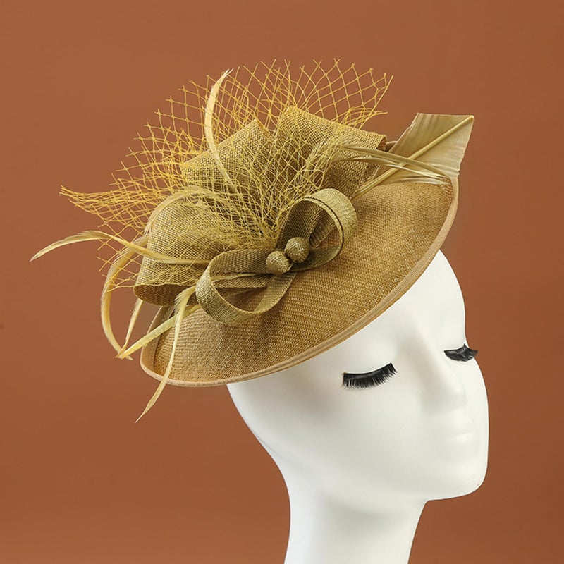 Zinniday Derby Hats for Women 2026 - Brown Yellow Kentucky Outfits Fascinators Headpiece Fancy High Tea Party Attire Church Hats for Ladies 1920s 40s 50s Vintage Dressy Accessories - Image 4