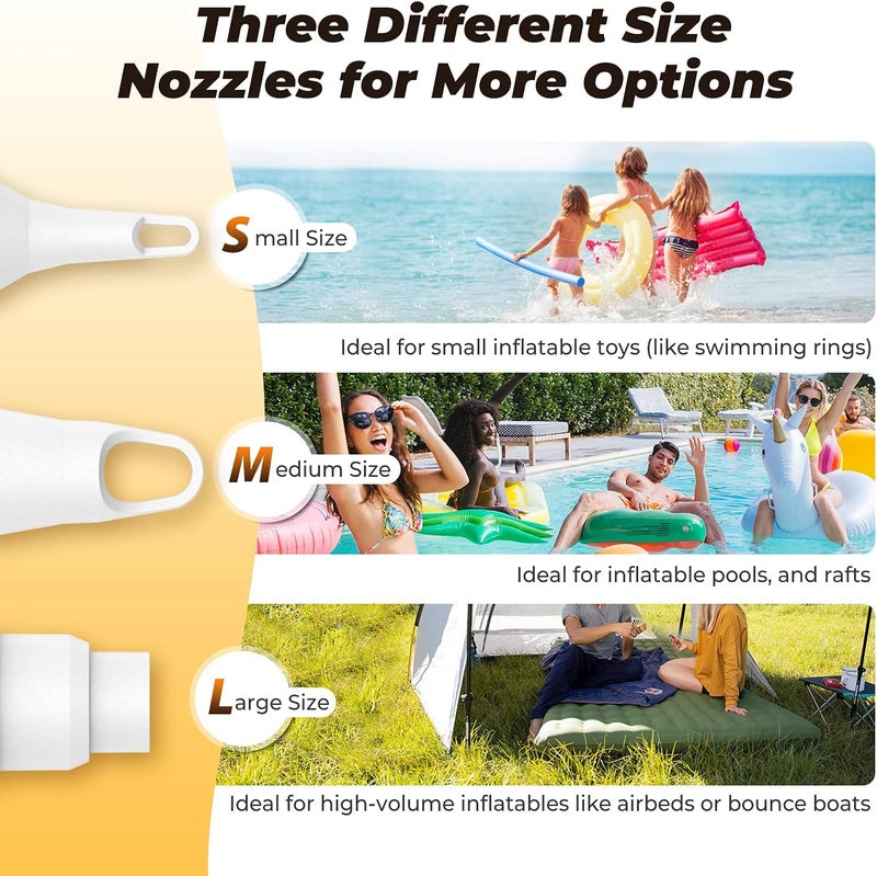 Dr.Meter Air Mattress Pump: Rechargeable 6000mAh Portable Battery Air Pump, Quick-Fill Electric Air Inflator Deflator for Outdoor Camping Inflatable Bed Pool Boat Float Raft Swimming Rings Vacuum Bag - Image 2