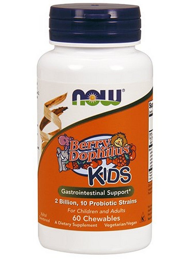 now Supplements Berrydophilus™ With 2 Billion 10 Probiotic Strains Xylitol Sweetened Strain Verified 60 Chewables Packaging May Vary - Image 1