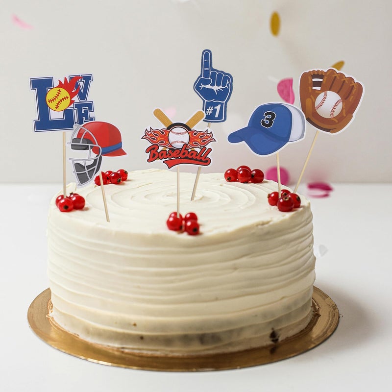 Baseball Cake Topper Set 24pcs Non Edible Cupcake Picks Sports Birthday Party Decorations - Image 5