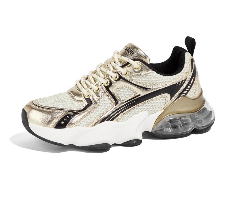 LUCKY STEP Women's Air Cushion Running Shoes Athletic Tennis Sneakers Lightweight Sports Mesh Gym Jogging Workout Walking Shoes(Gold/Beige,9 B(M) US) - Image 1