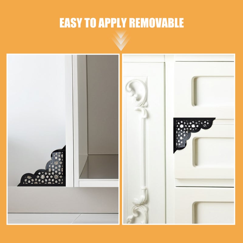 8pcs Peel And Stick Appliques Onlays: Self-Adhesive Corner Stickers For Cabinets Doors - Decorative Wall Molding Trims For Kitchen Living Room - Image 4