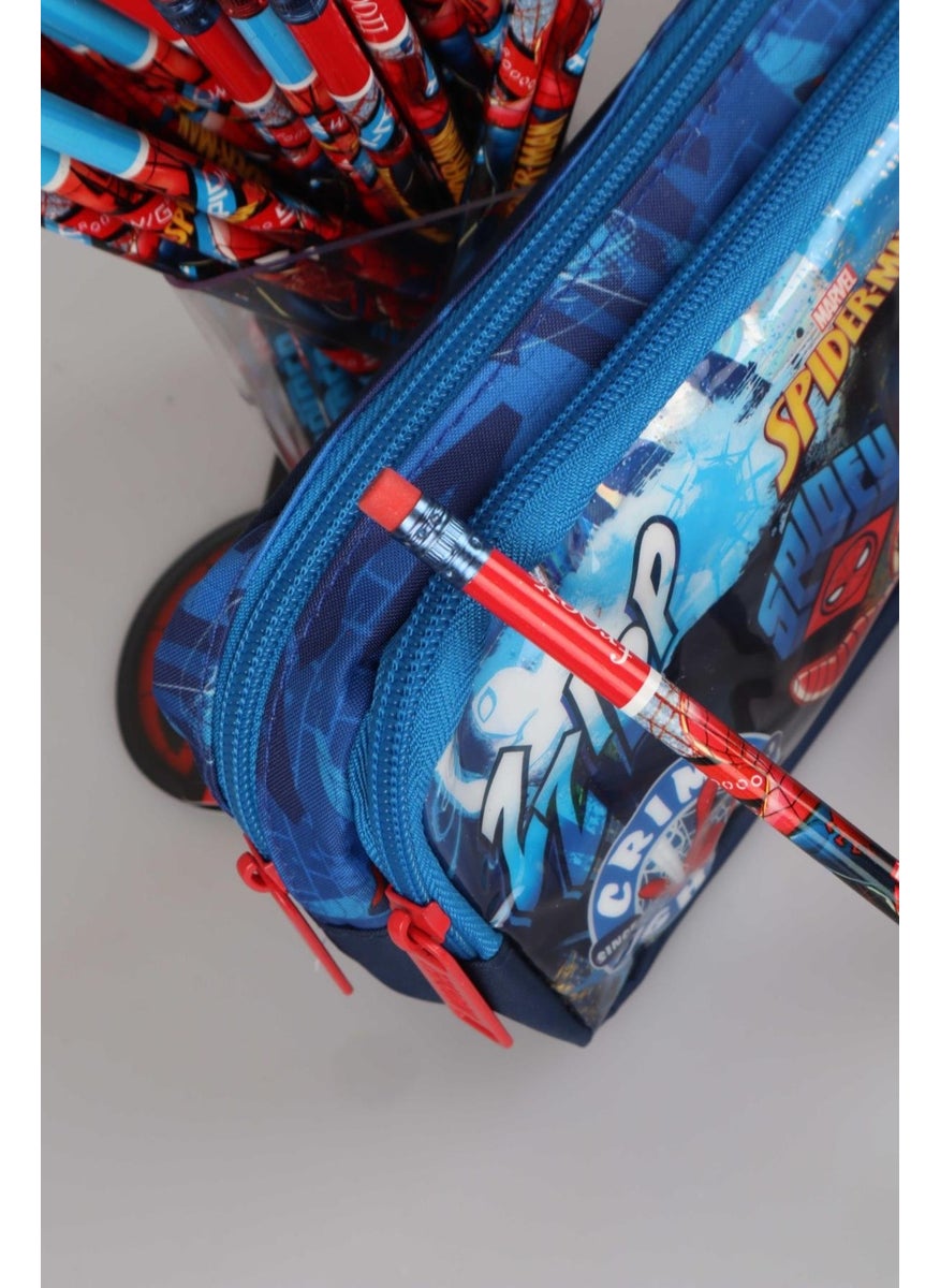 SPIDERMAN Licensed Pencil Bag, 2 Eraser Pencils, Double Blade Sharpener and Rocket Eraser Stationery Set  - Image 4