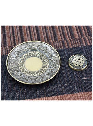 Incense Stick Holder, Brass Incense Burner with Retro Carving Pattern - with Ash Catcher, Incense Holder for Stick/Coil/Cone - Bronze - view 3