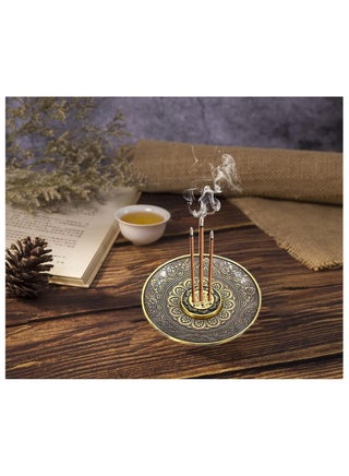 Incense Stick Holder, Brass Incense Burner with Retro Carving Pattern - with Ash Catcher, Incense Holder for Stick/Coil/Cone - Bronze - view 4