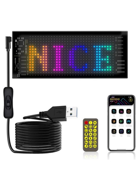 LED Flexible Display APP BT Car Advertising Screen Full Color Intelligent Vehicle Sticker Soft Screen Display IP65 Waterproof Flexible Screen Can Be Bent At Will Customize Picture Mobile APP Control 16x32