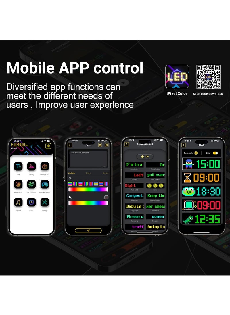 LED Flexible Display APP BT Car Advertising Screen Full Color Intelligent Vehicle Sticker Soft Screen Display IP65 Waterproof Flexible Screen Can Be Bent At Will Customize Picture Mobile APP Control 16x32