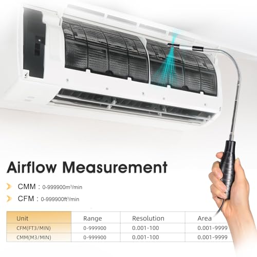 AOPUTTRIVER Hot Wire Anemometer AP-9000F Handheld CFM/CMM Air Flow Velocity Meter with Telescopic Probe Measures HVAC in-Duct Wind Speed Wind Flow Temperature 32.0-113.0℉,Air Flow Velocity (Thermal Anemometer) - Image 3