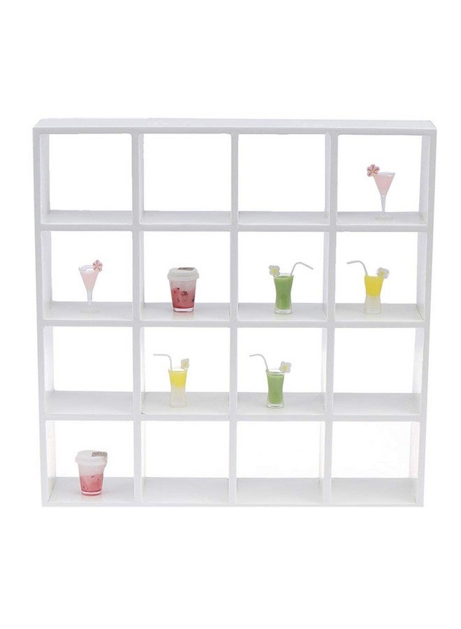 Yiphates 1: 12 رف تخزين خشبي مصغر لبيت الدمى 16 شبكة رفوف أبيض رف تخزين أبيض أثاث ديكور بيت الدمى - Image 4